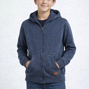 Quiksilver Boys Youth Size 12 Full Zip Hoodie Blue Gray Casual Sweatshirt
